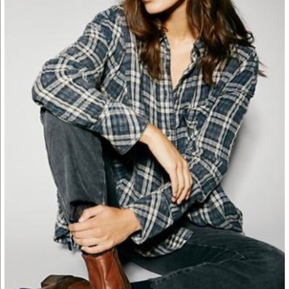 Free People Nordic Nights Plaid Flannel Top - Picture 3 of 8